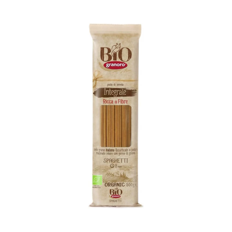 Granoro Organic Whole Wheat Spaghetti Pasta 500g - High Fiber, Healthy Choice - Granoro
