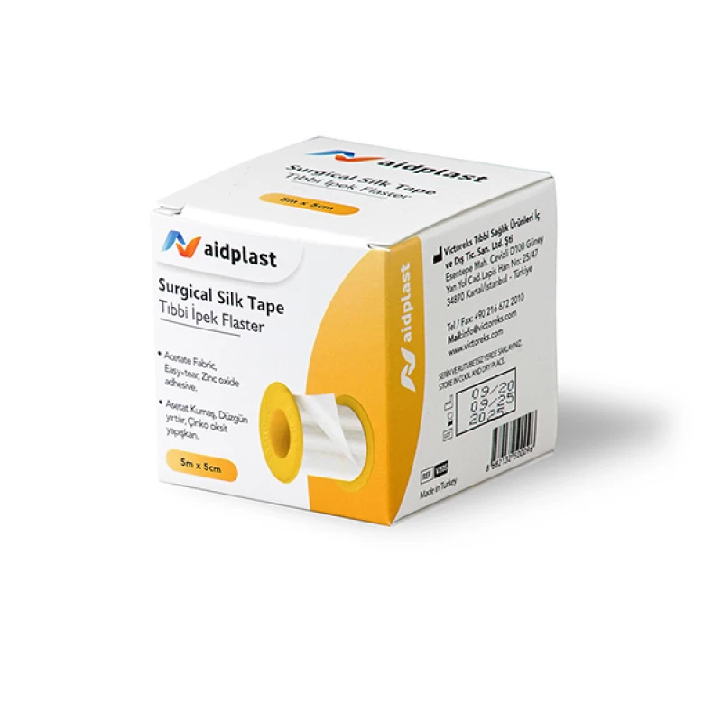 Aidplast Surgical Silk Tape 5m x 5cm, Strong Adhesion, Skin-Friendly, Breathable - Aidplast