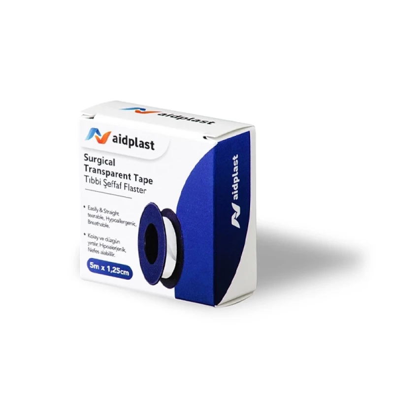 Aidplast Surgical Transparent Tape 5m x 1.25cm, Strong Adhesion, Breathable - Aidplast