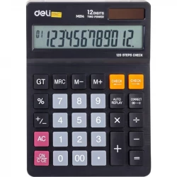 آلة حاسبة مكتبية كبيرة DELI 1420 BLACK بـ 12 خانة وطاقة مزدوجة وشاشة كبيرة