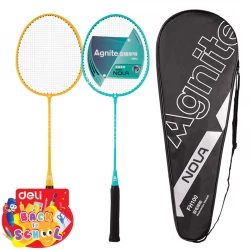 Agnite FH100 Badminton Racket Set of 2 Green and Yellow, Lightweight, Durable