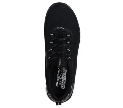 Skechers Women's Glide Step Slip On Sneakers Black Knit Upper Air Cooled Memory Foam Insole Geometric Cushioned Midsole Size 38 Comfortable Daily Wear 104562 BKRG - Skechers - Image 4