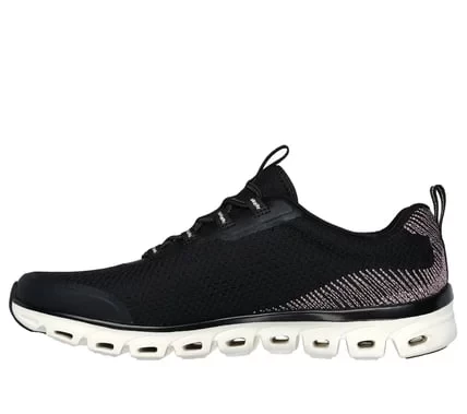 Skechers Women's Glide Step Slip On Sneakers Black Knit Upper Air Cooled Memory Foam Insole Geometric Cushioned Midsole Size 38 Comfortable Daily Wear 104562 BKRG - Skechers - Image 5