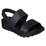 Skechers Women's Arch Fit Footsteps Day Dream Platform Sandals: Black Foamies with Adjustable Ankle Strap & Cushioned Arch Fit Footbed - Size 40, Ultimate Comfort - Skechers