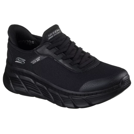 حذاء رياضي نسائي من سكيتشرز BOBS Sport B Flex Hi أسود اللون بتصميم عصري وكاجوال، يتميز بجزء علوي من نسيج محبوك بتقنية هندسية، ونعل داخلي مريح من إسفنج ميموري فوم، متوفر بمقاس 39 - سكيتشرز - Image 6