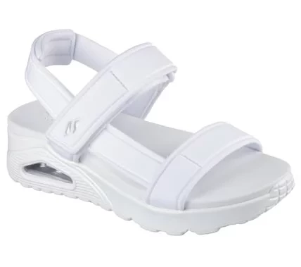 Skechers Women's Uno Summer Stand2 T-Strap Sandals in White, Featuring Cushioned Yoga Foam and Visible Skech Air Airbag Midsole, Size 38, Perfect for Summer Style - Skechers - Image 3