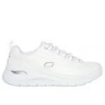 Skechers Women's Arch Fit 2.0 Star Bound Walking Shoes with Smooth Leather Upper, Ghillie Lace Front, Removable Arch Fit Insole, Cushioned Midsole, and Size 40 in White Color - Skechers