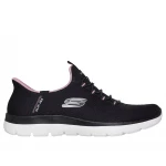 Skechers Women's Summits Dream Chaser Slip-ins with Heel Pillow, Black Engineered Mesh Upper, Fixed Stretch Laces, Air-Cooled Memory Foam Insole, Size 37.5 for Ultimate Comfort - Skechers