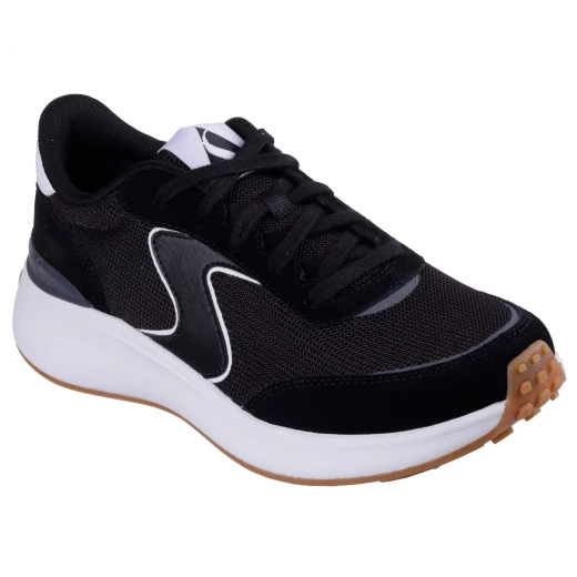 حذاء رياضي Skechers Blvd Retro Revival نسائي أسود مع جزء علوي شبكي وتراكبات من جلد الغزال يتميز بنعل داخلي من إسفنج ميموري فوم مبرد بالهواء مقاس 38 تصميم مريح وأنيق - سكيتشرز - Image 3