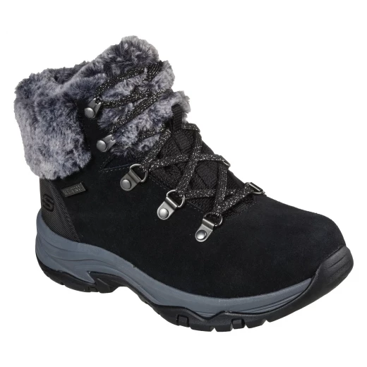 Skechers Women's Trego Falls Finest Waterproof Winter Boots with Faux Fur Trim, Relaxed Fit, Air Cooled Memory Foam Insole, Black Suede and Mesh, Size 38 (EU) - Skechers - Image 6