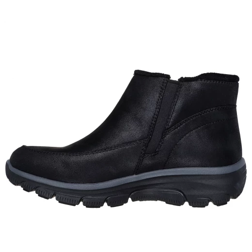 Skechers Women's Easy Going Ankle Boot Black Vegan Leather Chenille Lined Air Cooled Memory Foam Insole Side Zip Closure Size 36 Comfortable Winter Boot 155 - Skechers - Image 4