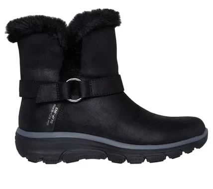 حذاء كاحل سكيتشرز إيزي جوينج نسائي أسود جلد نباتي مبطن بالشانيل إغلاق بسحاب جانبي نعل داخلي من رغوة الذاكرة المبردة بالهواء مقاس 41 مريح للخريف والشتاء - سكيتشرز - Image 2