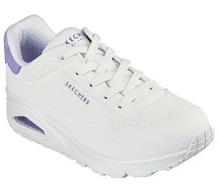 Skechers Women's Uno Pop Back Black/Hot Pink Lace Up Sneaker With Air Cooled Memory Foam Insole For All Day Comfort. Durabuck Upper, Contrast Suede Trim. Size 40. - Skechers - Image 11