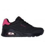 Skechers Women's Uno Pop Back Sneakers Black and Hot Pink 38.5 - Skechers