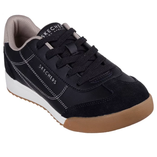 حذاء سكيتشرز زينجر 2.0 نسائي أسود جلد صناعي و شمواه علوي بتصميم كلاسيكي بنمط رباط مع خياطة زخرفية وبطانة داخلية من الإسفنج الذكي المبرد بالهواء مقاس 37 حذاء رياضي كلاسيكي - سكيتشرز - Image 3