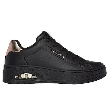 Skechers Street Women's Uno Courted Air Lace Up Sneakers Black Metallic Trim with Air Cooled Memory Foam Insole and Visible Skech Air Airbag Midsole Size 40 - Skechers - Image 2