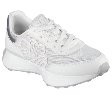 حذاء رياضي Lingo للسيدات أبيض مزود بنعل داخلي من إسفنج ميموري فوم، وجزء علوي شبكي جيد التهوية، وأربطة قابلة للتعديل، ونعل مطاطي عالي الاحتكاك، وتصميم أسود أنيق، مقاس 39 للنساء - سكيتشرز - Image 3