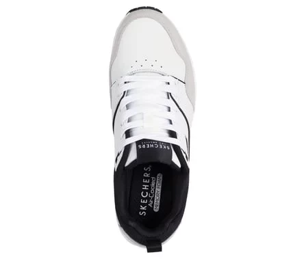 Skechers Street One Retro One Men's Jogger Sneakers White Leather Suede Duraleather Overlay Lace Up Shoes with Air Cooled Memory Foam Insole and Skech Air Airbag Midsole Size 40 - Skechers - Image 9