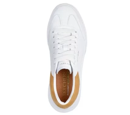 Skechers Women's Cordova Classic Best Behavior Sneakers White and Tan Court Style Shoes with Air-Cooled Memory Foam Insole. Lace Up Design. Available in Size 39.5. - Skechers - Image 4