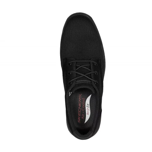 Skechers Arch Fit Ogden Men's Lace Up Shoes Black Knit Upper with Removable Arch Fit Comfort Insole Classic Fit Design Size 41 Formal Semi Formal Comfort Shoes 204743 BBK - Skechers - Image 4