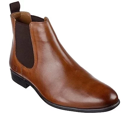 Skechers Men's Trentmore Heights Chelsea Boot Brown Leather Classic Fit with Air Cooled Memory Foam Insole 41 Dressy Versatile Comfortable Easy Wear 204854 COG - Skechers - Image 3