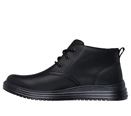 بوت Skechers الرجالي بروفن كونكلين ذو الرقبة المتوسطة أسود جلد مقاوم للماء مقاس 46 مع نعل داخلي من إسفنج ميموري فوم مبرد بالهواء للراحة وإزالة الروائح - سكيتشرز - Image 4