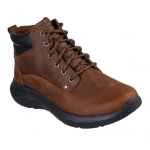 Skechers Men's Relaxed Fit Parson Ederic Lace Up Casual Boot in Brown, Featuring Leather Upper, Charcoal Infused Memory Foam Insole, and Goga Mat Arch Cushioning. Size 40. - Skechers