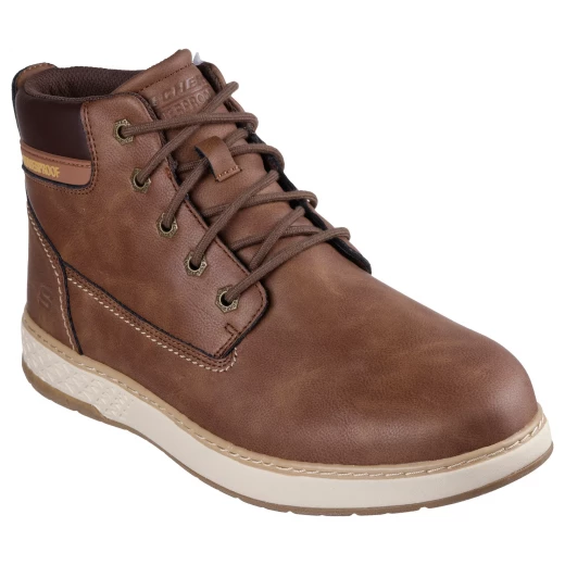 Skechers Garlan Men's Waterproof Lace Up Vegan Leather Shoes Brown Size 46 Featuring Charcoal Infused Air Cooled Memory Foam Insole And Goga Mat Arch Cushioning For Support - Skechers - Image 3