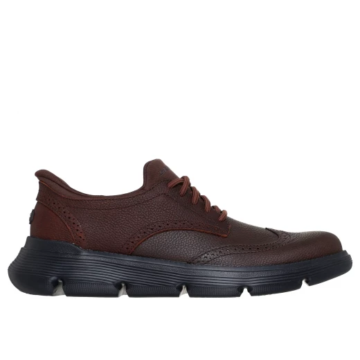 حذاء سكيتشرز غارزا سولي للرجال بتصميم وينج تيب جلد بني كلاسيك فيت - سكيتشرز - Image 2
