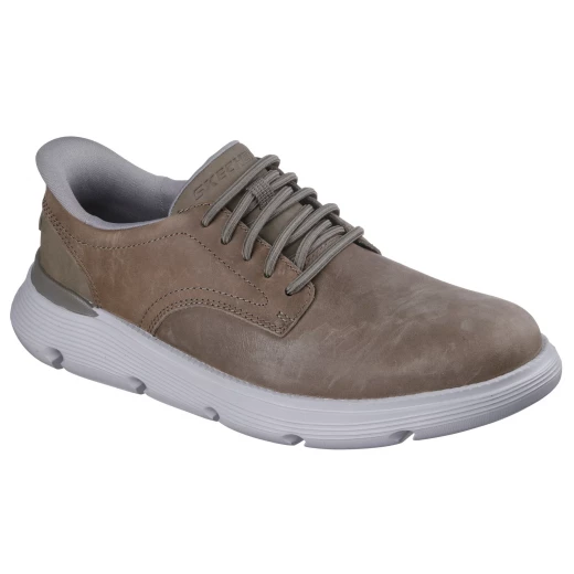Skechers Men's Garza Slip-ins Charcoal Infused Air-Cooled Memory Foam Moc Toe Slip-on Shoes 42 Taupe Featuring Hands Free Design with Fixed Stretch Laces and Memory Arch Support - Skechers - Image 3