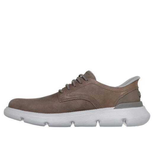 Skechers Men's Garza Slip-ins Charcoal Infused Air-Cooled Memory Foam Moc Toe Slip-on Shoes 42 Taupe Featuring Hands Free Design with Fixed Stretch Laces and Memory Arch Support - Skechers - Image 4