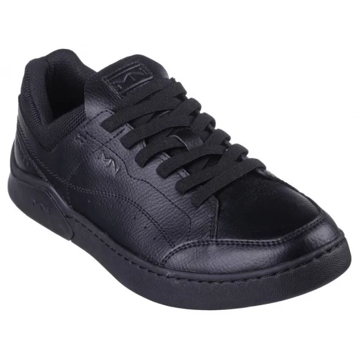 Mark Nason Men's Classic New Cup Colter Shoes Black Leather 41.5 Featuring Stretch Flat Lace Design Translucent Molded Heel Memory Foam Lux Insole SKU 222168 - Skechers - Image 3