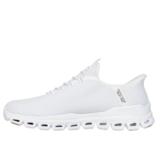 Skechers Men's Glide Step Noxus Slip ins White Vegan Sneaker Featuring Diamond Mesh Upper, Air Cooled Memory Foam Insole, Glide Step Midsole, Hands Free Design, Size 42.5 - Skechers - Image 4