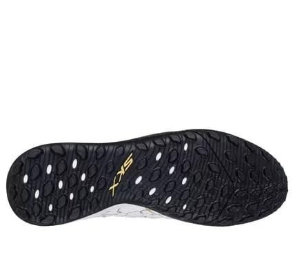 حذاء كرة قدم رجالي من سكيتشرز SKX_01 Gold FG: راحة خفيفة الوزن وتحكم معزز بالكرة، أبيض، مقاس 45 - سكيتشرز - Image 6