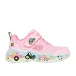 Skechers x John Deere Girls' Play Scene Farm Girlie Pink Sneakers With Adjustable Strap and Farm Graphics Size 23 - Skechers
