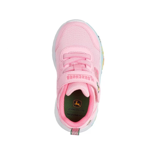 Skechers x John Deere Girls Play Scene Pink Farm Girlie Adaptive Shoes featuring Mesh Upper, Adjustable Strap, Cushioned Midsole with Farm Graphics, Size 26 - Skechers - Image 4
