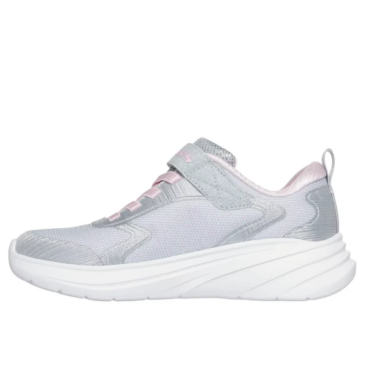 Skechers Girls' Wave 92 Light Gray Athletic Sneakers with Sparkle Mesh Upper, Stretch Laces, Adjustable Instep Strap, and Cushioned Comfort Insole, Size 34 - Skechers - Image 6
