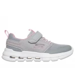 حذاء رياضي سكيتشرز للبنات Glide Step Flow رمادي مقاس 34 تصميم إغلاق متكيف مع نعل داخلي من إسفنج ميموري فوم مبرد بالهواء ونعل أوسط مبطن - سكيتشرز
