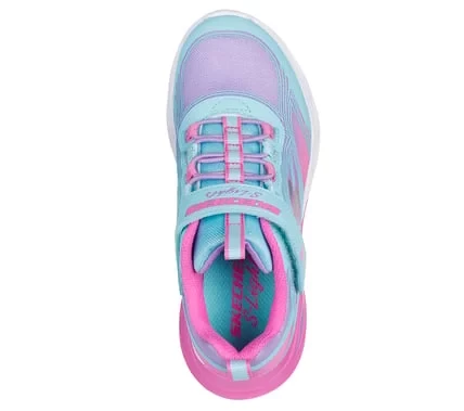 حذاء سنيكرز Skechers Cosmic Glow للبنات مضيء باللون الفيروزي مقاس 35 يتميز بنعل داخلي مبطن ونعل أوسط ممتص للصدمات وإغلاق متكيف وتصميم قابل للغسل في الغسالة للأطفال النشطين - سكيتشرز - Image 2