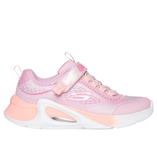 حذاء رياضي Skechers للبنات من طراز Tide Tech، يتميز بجزء علوي شبكي لامع، وأربطة مطاطية، وحزام قابل للتعديل، ونعل أوسط مبطن، ونافذة تهوية، لون وردي، مقاس 28 - Image 2