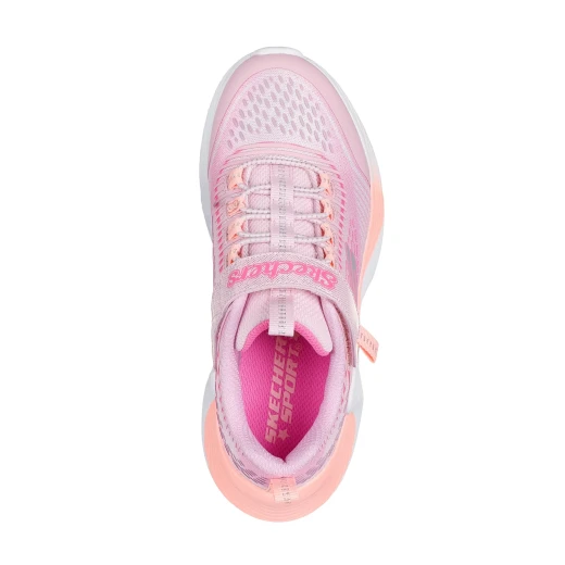 حذاء رياضي Skechers للبنات من طراز Tide Tech، يتميز بجزء علوي شبكي لامع، وأربطة مطاطية، وحزام قابل للتعديل، ونعل أوسط مبطن، ونافذة تهوية، لون وردي، مقاس 28 - Image 4