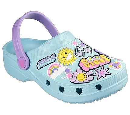 Skechers Girls' Heart Charmer 2.0 Turquoise Clogs with Convertible Heel Strap and Fun Sticker Theme for Sunny Days, Size 36 - Skechers - Image 3