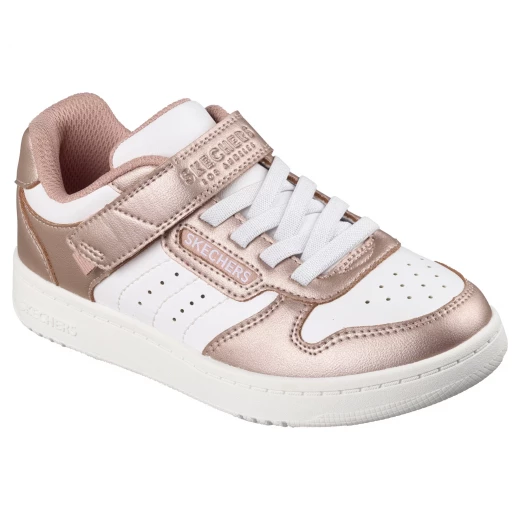 Skechers Street GIRLS' Quick Street Style Stride Sneakers Machine Washable Low Top Duraleather Upper Stretch Laces Adjustable Instep Strap Cushioned Comfort Insole GOLD Size 33 - Skechers - Image 3