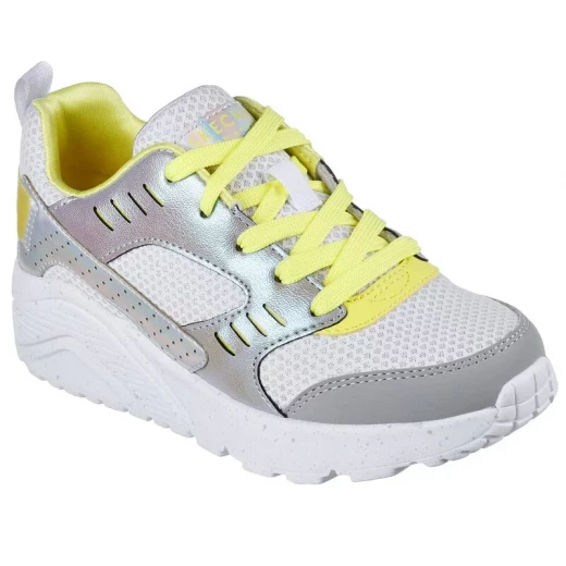 Skechers Street Girls' Uno Lite Gen Cool Sneakers with Iridescent Trim Featuring Air Cooled Memory Foam Insole Platform Wedge Cushioned Midsole Size 27 Grey - Skechers - Image 3
