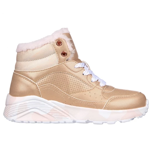 Skechers Girls' Uno Lite Boots Rose Pink Synthetic Mesh Slip On Fashion Sneakers With Iridescent Trim Air Cooled Memory Foam Insole Platform Wedge Cushioned Midsole Size 34 - Skechers - Image 2