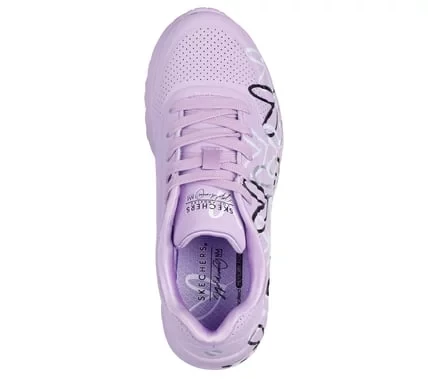 Skechers Girls' Uno Lite Metallic Love Sneakers Light Blue Featuring JGoldcrown Heart Design with Air Cooled Memory Foam Insole Platform Wedge Midsole for Girls Size 33 - Skechers - Image 14