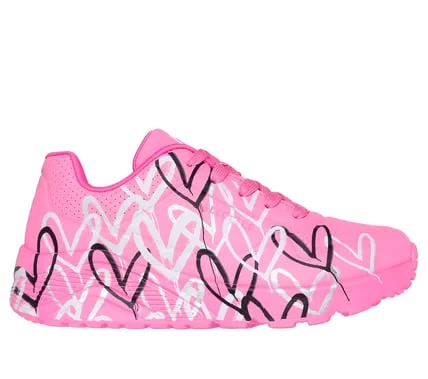 Skechers Girls' Uno Lite Metallic Love Sneakers Light Blue Featuring JGoldcrown Heart Design with Air Cooled Memory Foam Insole Size 37 - Skechers - Image 7