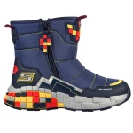Skechers Boys' Mega-Craft Cuboforce Sneaker Boot Navy 29 Featuring Water Repellent Synthetic Upper Pixelated Block Design Cushioned Insole Size Zip Closure Comfort - Skechers