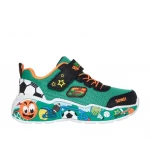 Skechers Boys Infants Play Scene Shoes Green 23 Featuring Mesh and Synthetic Upper Comfort Design with Stretch Laces Adjustable Instep Strap and Playful Themed Midsole Graphics - Skechers