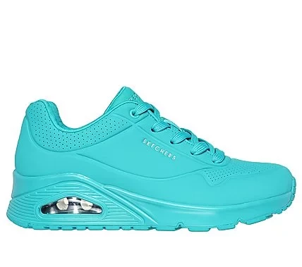 Skechers Women's Uno Stand on Air Turquoise Sneakers Size 39.5 Featuring Air Cooled Memory Foam Insole and Classic Fashion Design with Smooth Synthetic Leather Upper - Skechers - Image 2